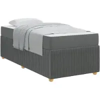 vidaXL Bettrahmen mit Matratze Dunkelgrau 90 x 190 cm Stoff