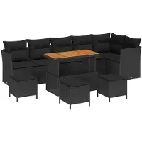 vidaXL Garten-Sofa-Set 10 stk. 6-Sitzanzahl Schwarz