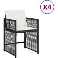 vidaXL Gartenstühle mit Kissen 4 Stk. Schwarz Poly Rattan