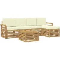 vidaXL Outdoor-Sofagarnitur 6 stk. Weiß und Creme Polyester