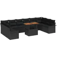 vidaXL Gartensofa-set 11 Stk. Schwarz Poly-Rattan