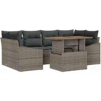 vidaXL Gartensofa-set 7 Stk. Grau und Braun