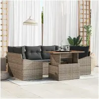 vidaXL Gartensofa-set 7 Stk. Grau und Braun