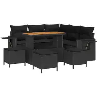 vidaXL Gartensofa-set mit Kissen 9 pcs Schwarz Poly-Rattan