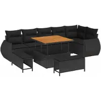 vidaXL Gartensofa-set 9 stk. 9-Sitzanzahl Schwarz Poly Rattan