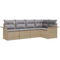 vidaXL Gartensofa-set 5 stk. Beige Poly-Rattan