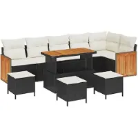 vidaXL Gartensofa-set mit Kissen 12 pcs Schwarz und Creme Poly-Rattan