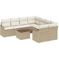 vidaXL Gartensofa-set 9 stk. 8-Sitzanzahl Beige und Creme