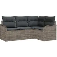 vidaXL Gartensofa-set 4 stk. Grau Poly-Rattan