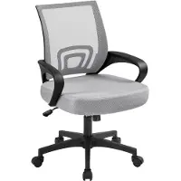Yaheetech Bürostuhl Schreibtischstuhl ergonomischer Drehstuhl Chefsessel mit Mesh Netz Wippfunktion Grau