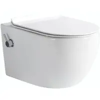 GD Glasdeals Spülrandloses Wand-WC Dusch-WC inkl. Kalt- und Warmwasserarmatur mit WC Sitz und Deckel TAHARET