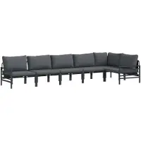 vidaXL Gartensofa-set 6 stk. Schwarz Stahl