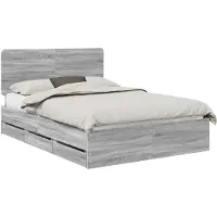 vidaXL Bettrahmen Graues Sonoma 140 x 200 cm Ingenieurs Holz