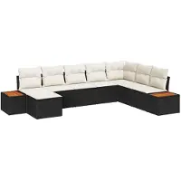 vidaXL Gartensofa-set 9 stk. 8-Sitzanzahl Schwarz und Creme Polyrattan