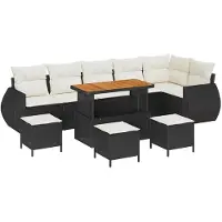 vidaXL Gartensofa-set 10 stk. 10-Sitzanzahl Schwarz und Creme