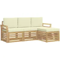 vidaXL Outdoor-Sofagarnitur 4 stk. Weiß und Creme Polyester