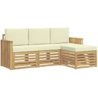 vidaXL Outdoor-Sofagarnitur 4 Stk. Weiß und Creme Polyester
