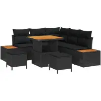 vidaXL Gartensofa-set 8 stk. 7-Sitzanzahl Schwarz Poly Rattan