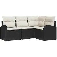 vidaXL Gartensofa-set 4 pcs Schwarz Poly-Rattan