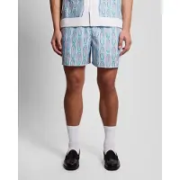 Lyle & Scott Badehose Herren Floral Loop Graphic Almond Cream / Parma Blue-XL