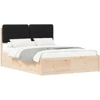 vidaXL Bettgestell mit gepolstertem Kopfteil Schwarz 150 x 200 cm