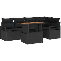 vidaXL Gartensofa-set 6 stk. 5-Sitzanzahl Schwarz und Braun