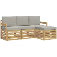 vidaXL Outdoor-Sofagarnitur 4 pcs Weiß und Hellgrau