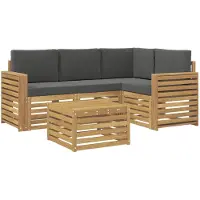 vidaXL Outdoor-Sofagarnitur 5 pcs Weiß und Anthrazit 59 x 59 x 37 cm