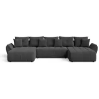 GRAINGOLD Ecksofa U-Form Decor U - Ecksofa mit Schlaffunktion, Bettkasten - Wohnlandschaft, Wohnzimmer Sofa - Eckcouch Anthracite (Monolith 95)