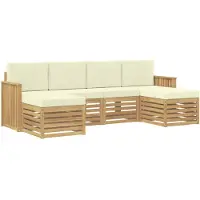 vidaXL Outdoor-Sofagarnitur 6 Stk. Weiß und Creme Polyester