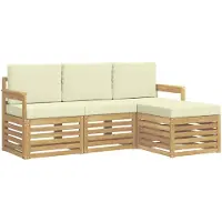 vidaXL Outdoor-Sofagarnitur 4 stk. Weiß und Creme Polyester