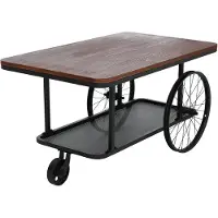 Mendler Couchtisch MCW-Q69, Beistelltisch Sofatisch, Reifen Industrial Retro Holz, 54x100x60cm braun, Metall schwarz
