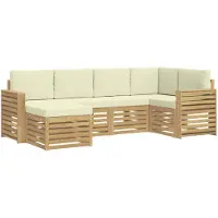 vidaXL Outdoor-Sofagarnitur 6 pcs Weiß und Creme Polyester