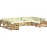 vidaXL Outdoor-Sofagarnitur 9 Stk. Weiß und Creme Massivholz Akazie