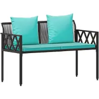 vidaXL Gartenmöbel-Set 4 Stück Schwarz und Türkis Poly-Rattan