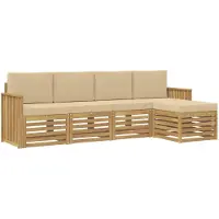 vidaXL Outdoor-Sofagarnitur 5 stk. Weiß und Beige Polyester