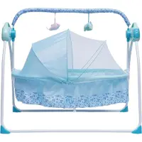 StarTech.com Elektrische Babywiege, automatische Schaukel, Timer & Bluetooth-Musik, 5 Stufen, inkl. Matte & Kissen, blau