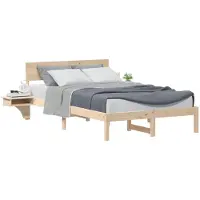 vidaXL Bettrahmen mit Kopfteil Braun 140 x 190 cm Massives Kiefernholz