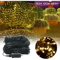 XMTECH LED Lichternetz Lichterkette 6 x 4 m 480 LEDs Lichterkettennetz Lichtervorhang Dekoration für Weihnachten Hochzeit Party, Warmweiß