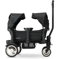 Deryan Luxus Sandy Bollerwagen Duo - Tandem Kinderwagen, Klappbar, inkl. Regenschutz & Mückennetz - Schwarz