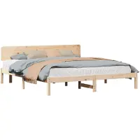 vidaXL Bettrahmen mit Kopfteil Natur 180 x 200 cm Massives Kiefernholz