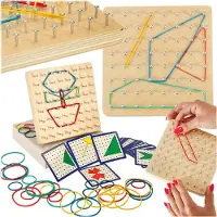Ikonka Geoboard-Geoplan-Holzpuzzle zum Erstellen von Formen mit Gummibändern