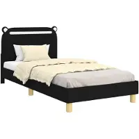 vidaXL Kinderbettgestell mit Kopfteil Schwarz 90 x 200 cm Stoff