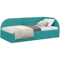 vidaXL Eckbettgestell mit Kopfteil Türkis 100 cm x 200 cm Samt