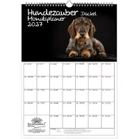 Seelenzauber GmbH Hundezauber Dackel Planer DIN A3 Kalender für 2027 Welpen und Hunde - Set-Inhalt: 1x Kalender 1x Weihnachtsanhänger 1x Grußanhänger (gesamt 3 Teile)