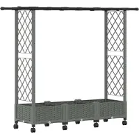 vidaXL Hochbeet mit Rankgitter und Dach Hellgrau 164 x 40 x 127 cm PP