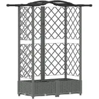 vidaXL Hochbeet mit Rankgitter und Dach Hellgrau 124 x 40 x 123 cm PP