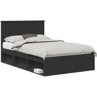 vidaXL Bettrahmen Schwarz 120 x 200 cm Massives Kiefernholz
