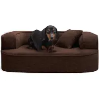 Tierlando Orthopädisches Hundesofa LOTTE VISCO PLUS Webstoff meliert Hundebett - Größe: 80x60cm | Farbe: 01 Braun