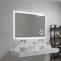 Pro-Tec LED-Badspiegel ’Scafa’ mit 120 LEDs Aluminiumrahmen 100 x 70 cm Weiß